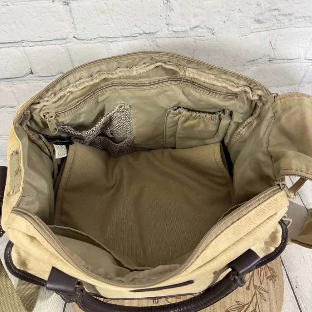 Eddie Bauer Diaper Weekender Travel Bag Canva Leather Changing Pad